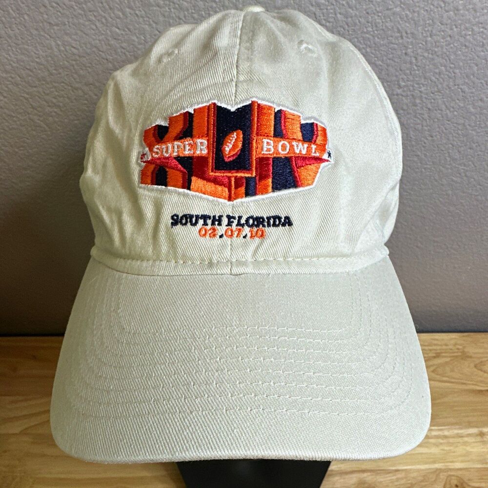Reebok NFL Super Bowl 2010 South Florida  Beige Football Cap hat adjustable